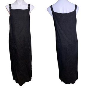 NEW PALLETTE 100% linen long overall dress jumper black sz S/M